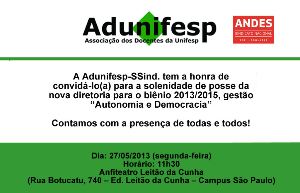 Convite Adunifesp - posse 2013